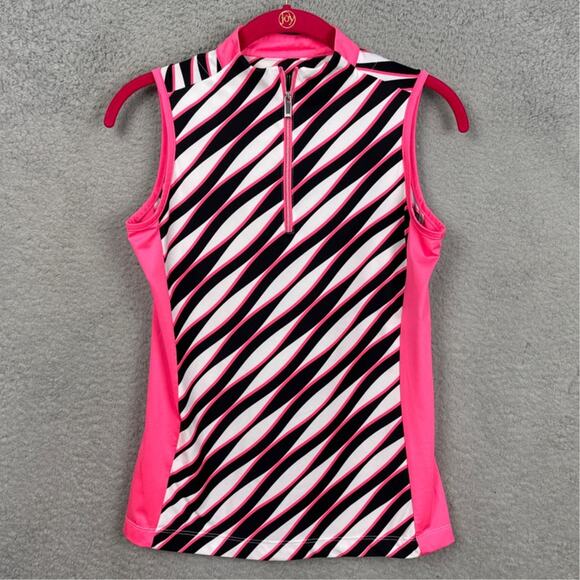 Tail Wmens Golf Shirt Bright Pink Black Abstract Pattern Sleeveless Size XS NWOT - Picture 1 of 8